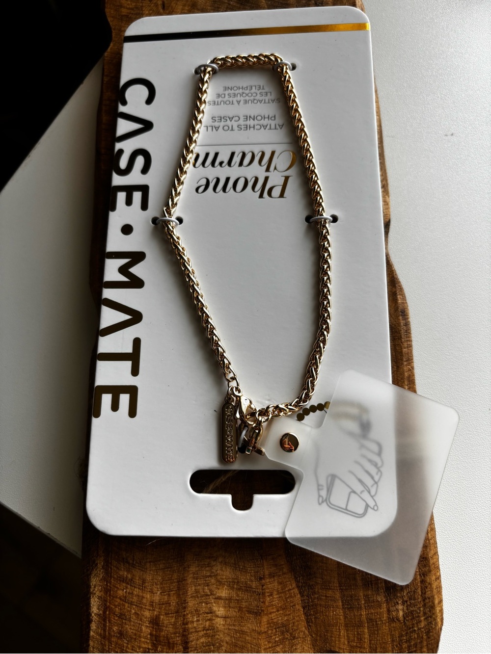 case-mate Gold Chain Phone Wrist Strap with Tags